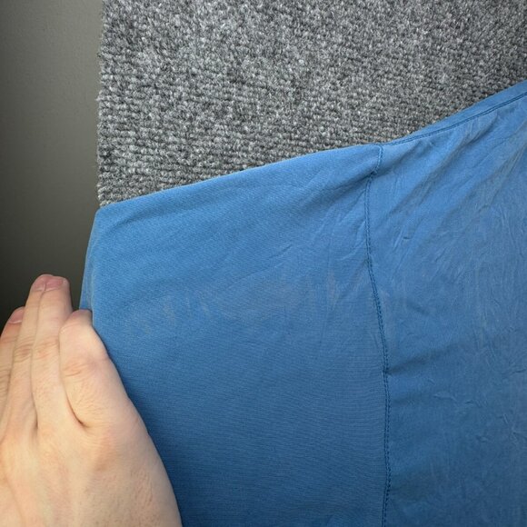 Tommy Bahama Silk Button Up Shirt Short Sleeve Mens Hawaii Blue 2XL Solid Adult - Picture 12 of 16